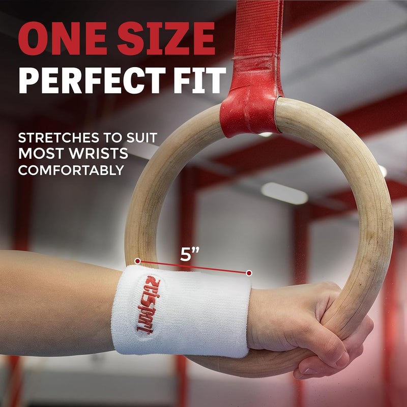 Reisport Gymnastics Wristbands - Unisex 5 Inch Sweat Wicking Wrist Protection for Grips & Training | One Size Fits Most - Available in Pink or White | Swiss Made Quality for Gymnasts - Image 5